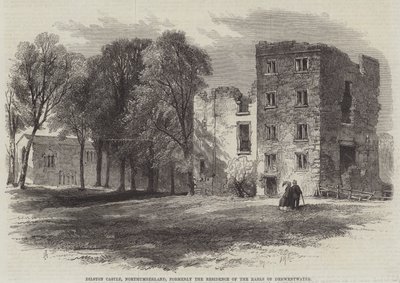 Castello di Dilston, Northumberland, ex residenza dei Conti di Derwentwater da Edmund Morison Wimperis